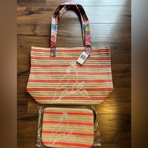 NWT Vera Bradley Straw Beach Bag Bundle